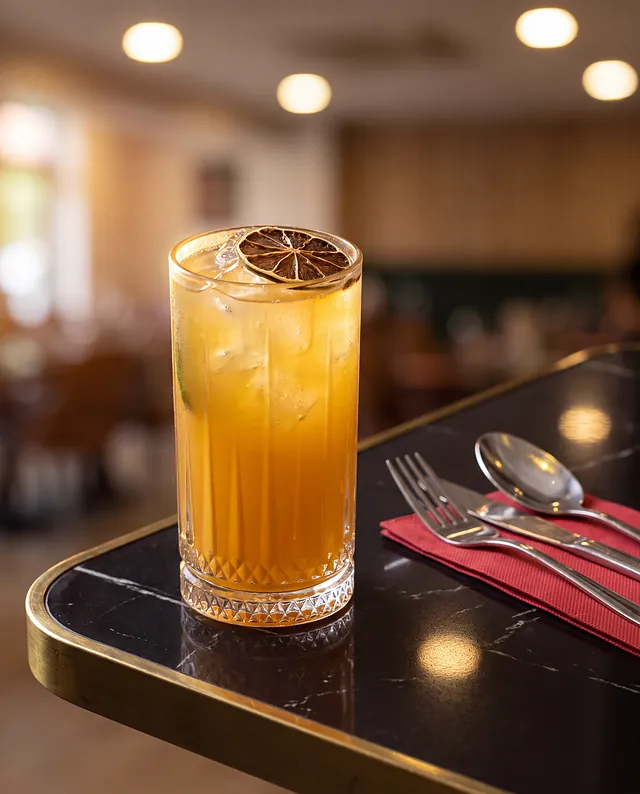 Trago de maracuyá en vaso alto